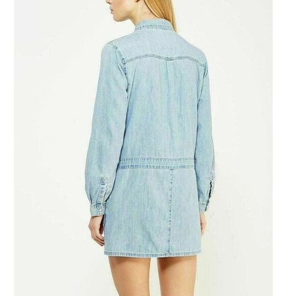 Juicy Couture Blue Chambray Mini Dress Small Embroidered Western Long Sleeve - Picture 2 of 4